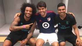 Kaká junto a Marcelo y Casemiro. Foto: @kaká