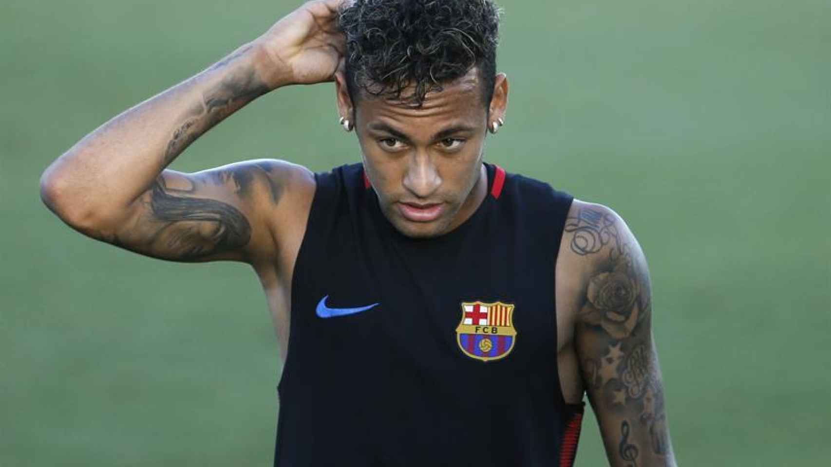 Neymar, en un entrenamiento con el Barcelona.