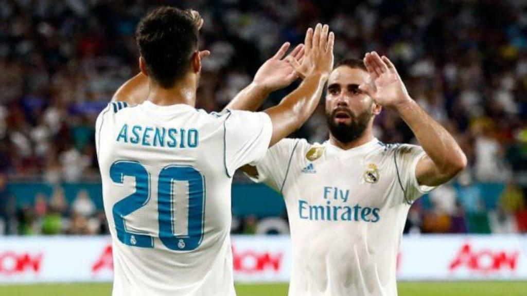 Asensio y Carvajal celebran un gol