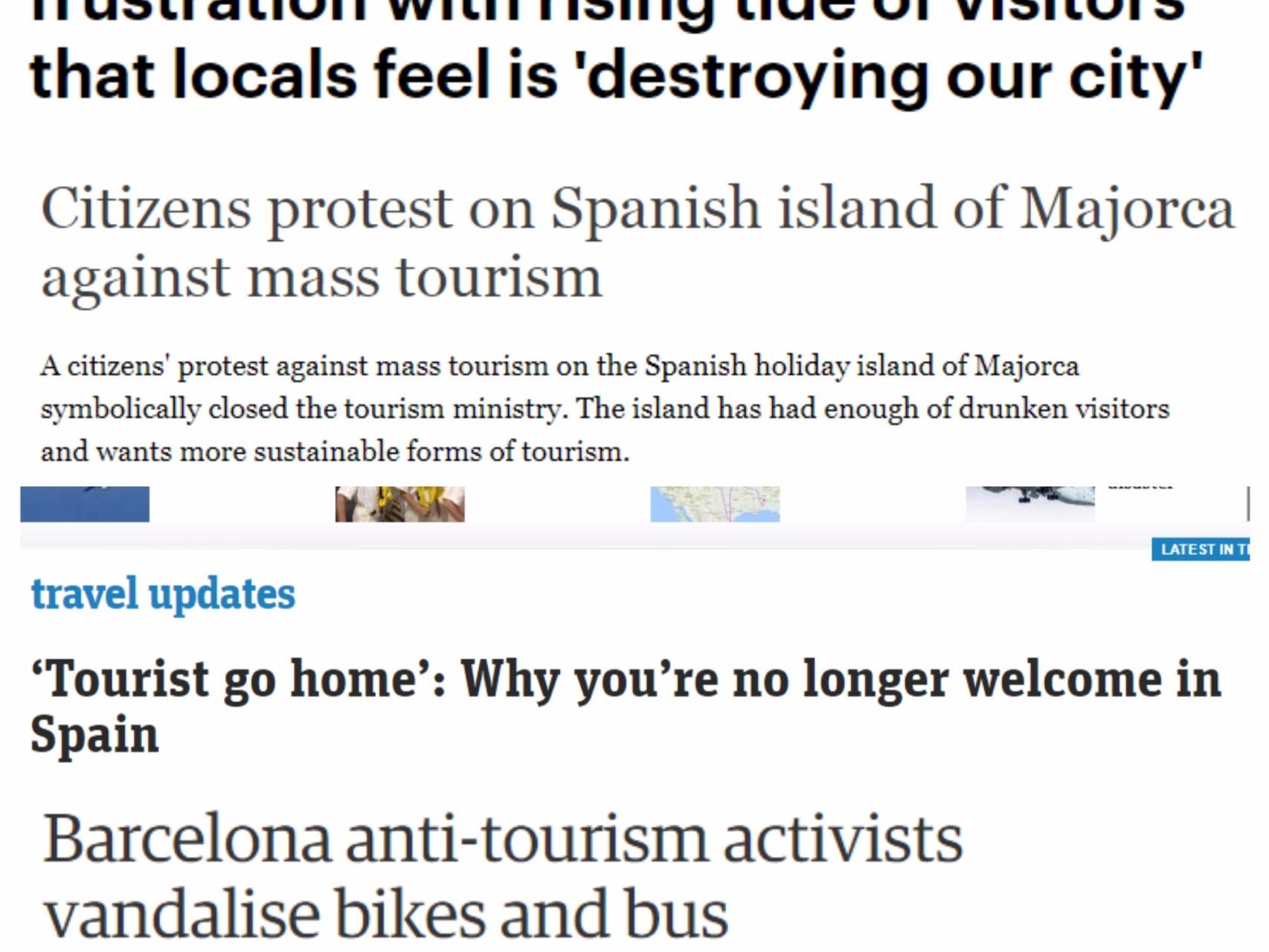 Los medios de comunicación extranjeros hablan de las protestas por el turismo en España.