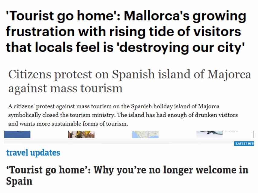 Los medios de comunicación extranjeros hablan de las protestas por el turismo en España.