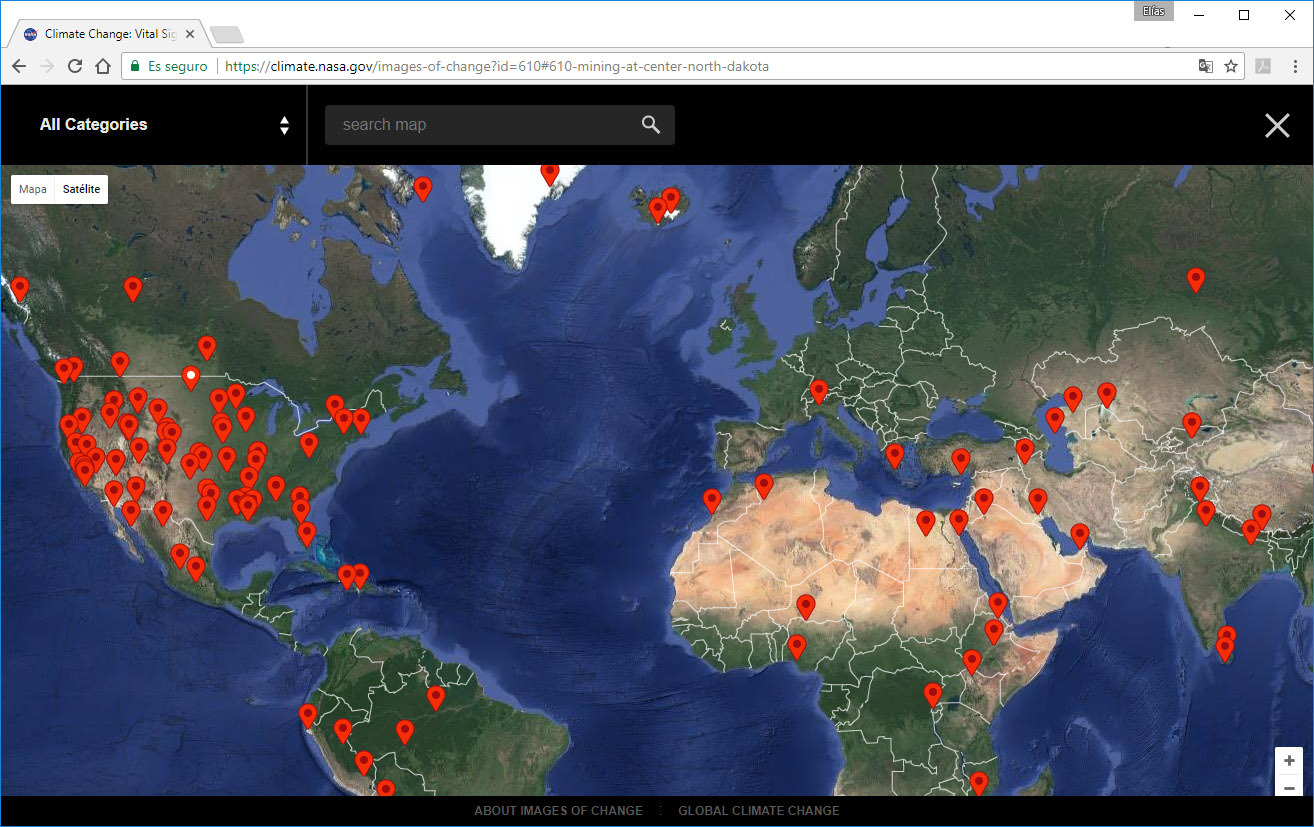 mapa interactivo nasa cambio climatico