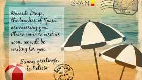 La postal enviada desde España.
