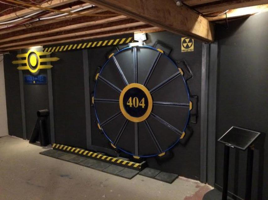 Entrada a la man cave inspirada en Fallout