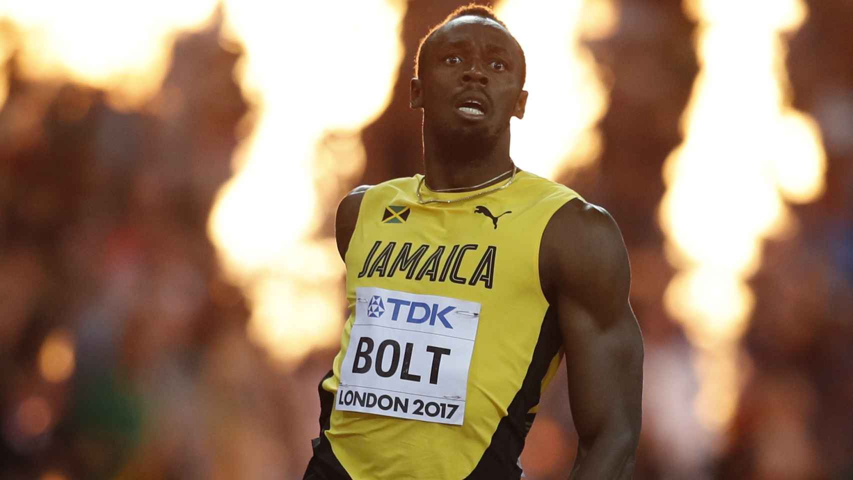Usain Bolt durante la prueba de los 100 metros