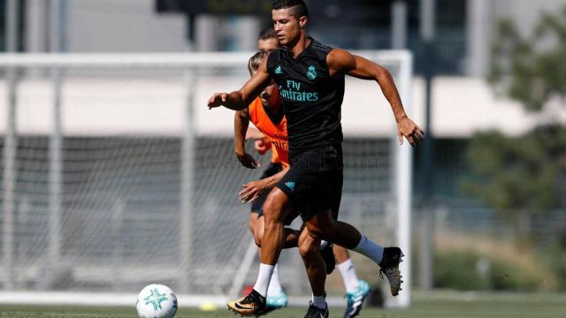 Cristiano Ronaldo, en su primer entrenamiento esta pretemporada.