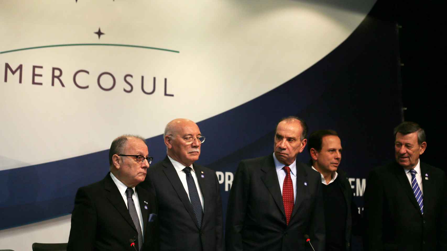 Comparecencia de los ministros presentes en la reunión de Mercosur en Brasil.