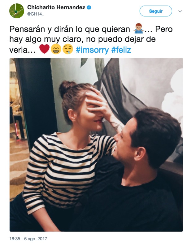 Chicharito confirma mantener una relación con Andrea Duro. Foto: Instagram (@CH14_)
