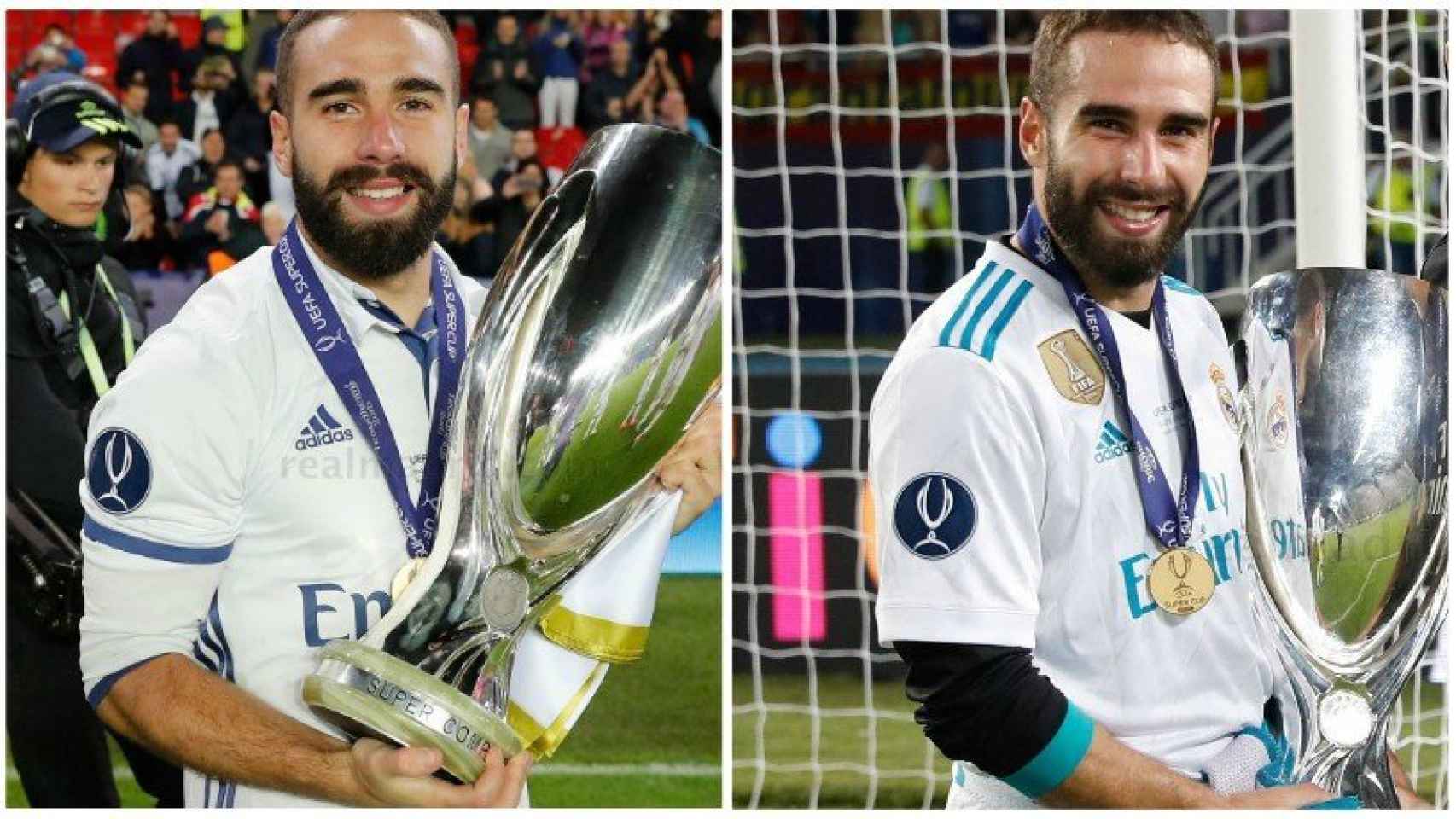 Carvajal celebra las dos últimas Supercopas de Europa
