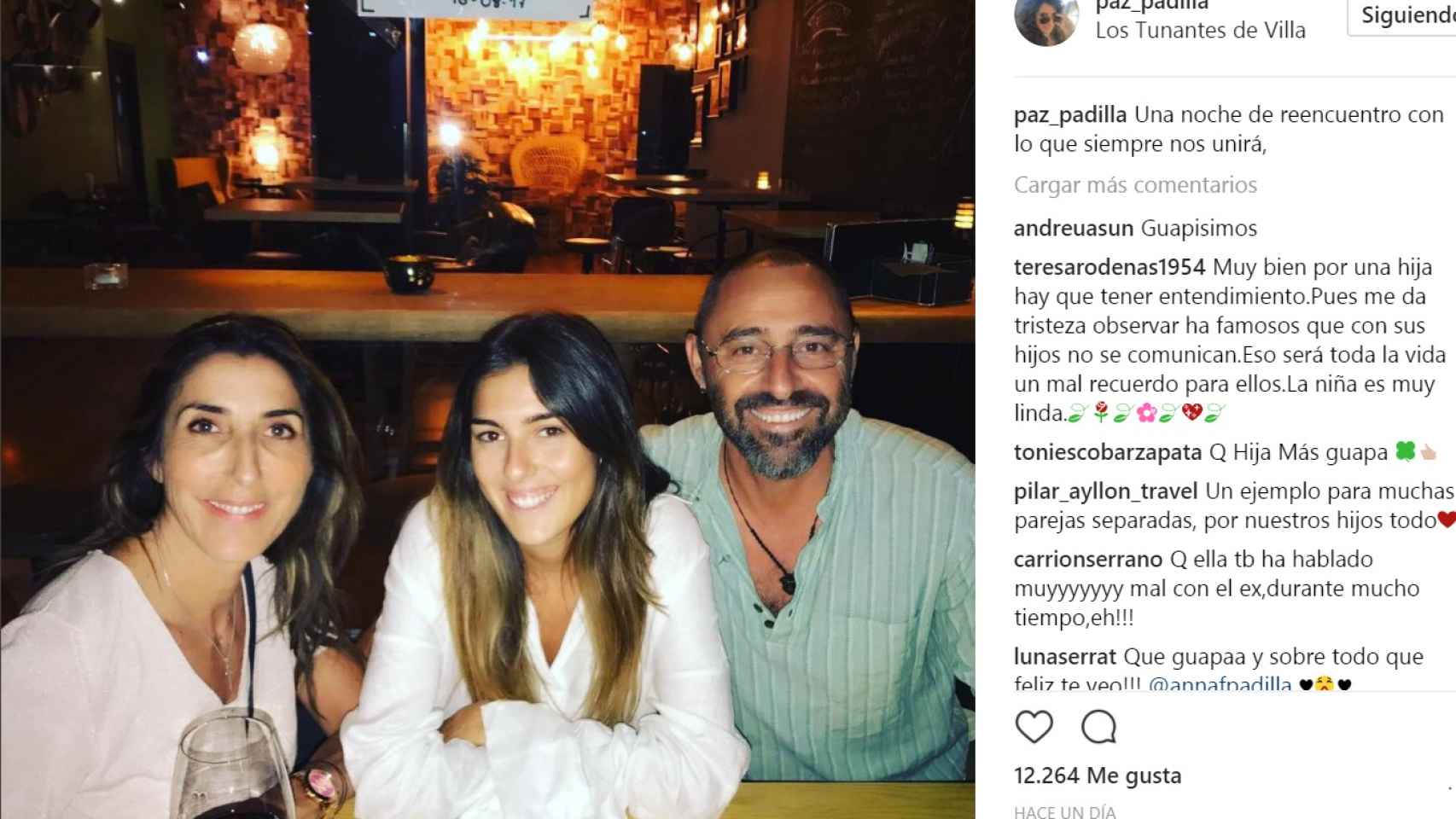 Paz Padilla junto a su marido en la imagen publicada en Instagram