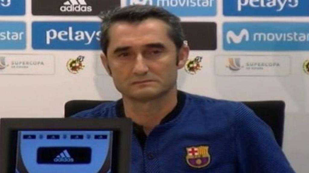 Valverde, en rueda de prensa. Foto: Twitter (@elchiringuitotv)