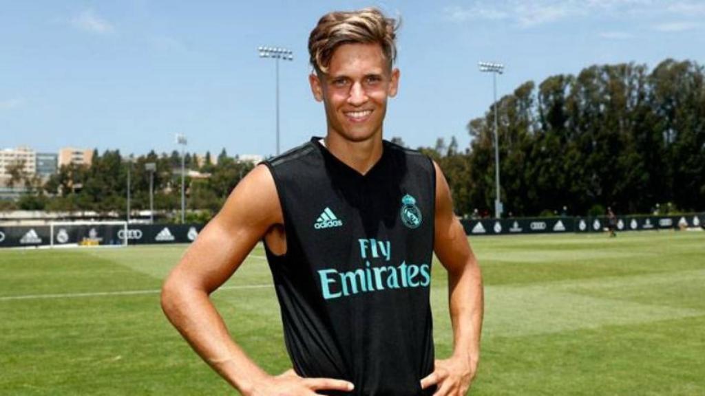 Marcos Llorente en el entrenamiento del Madrid