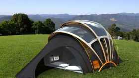 orange solar tent caseta acampada