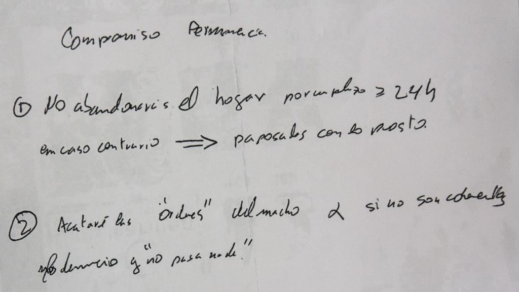 El documento, que según la madre de los niños, el marido escribió autodenominándose 'macho alfa'.