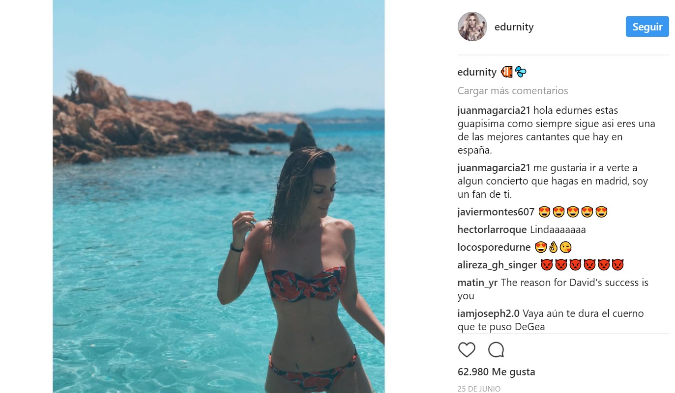 Edurne incendia las redes con un posado en topless