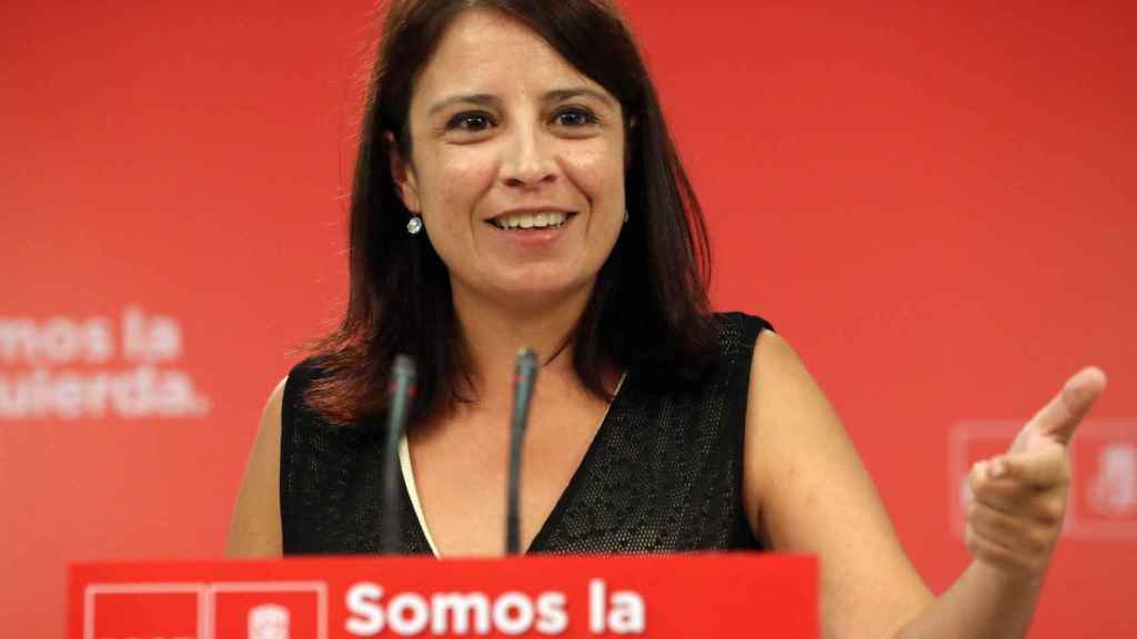 Adriana Lastra, número dos del PSOE, este miércoles en la sede de Ferraz.