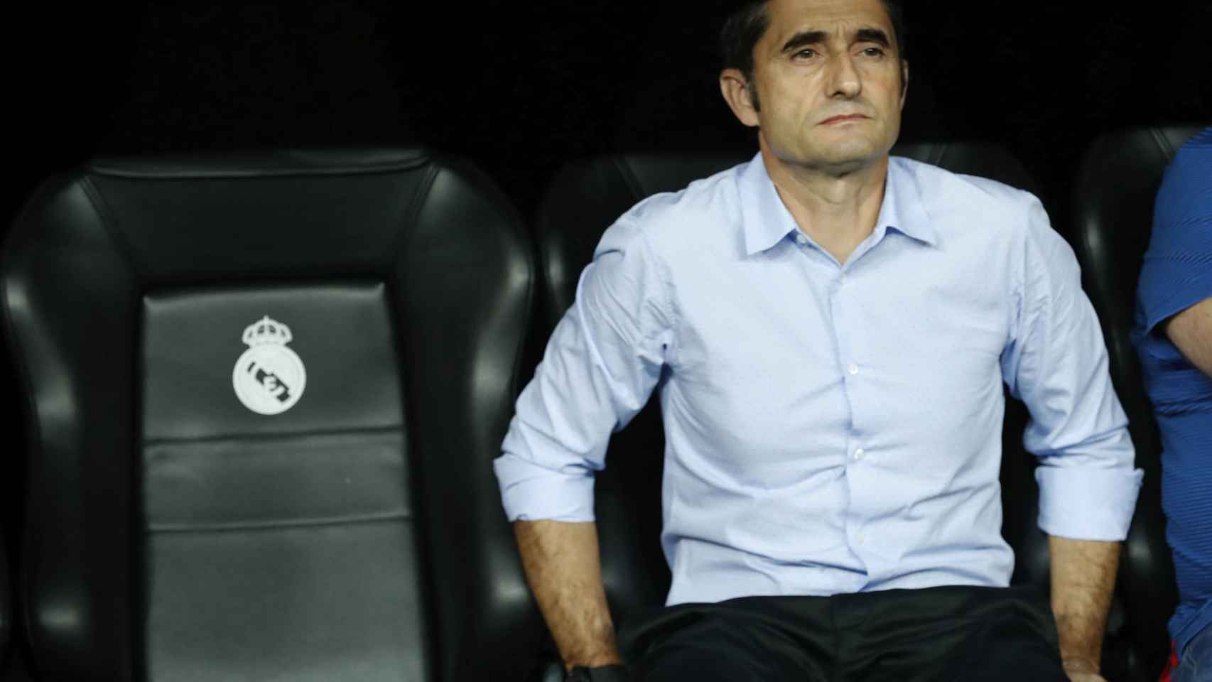 Ernesto Valverde, en el banquillo del Bernabéu.