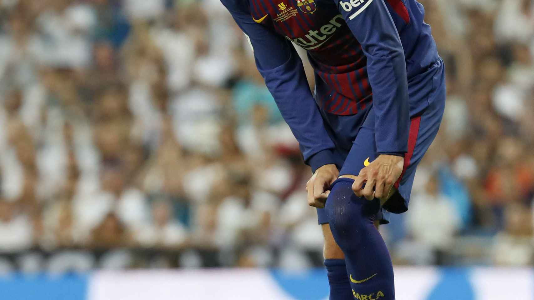 Gerard Piqué en un partido con el Barça.