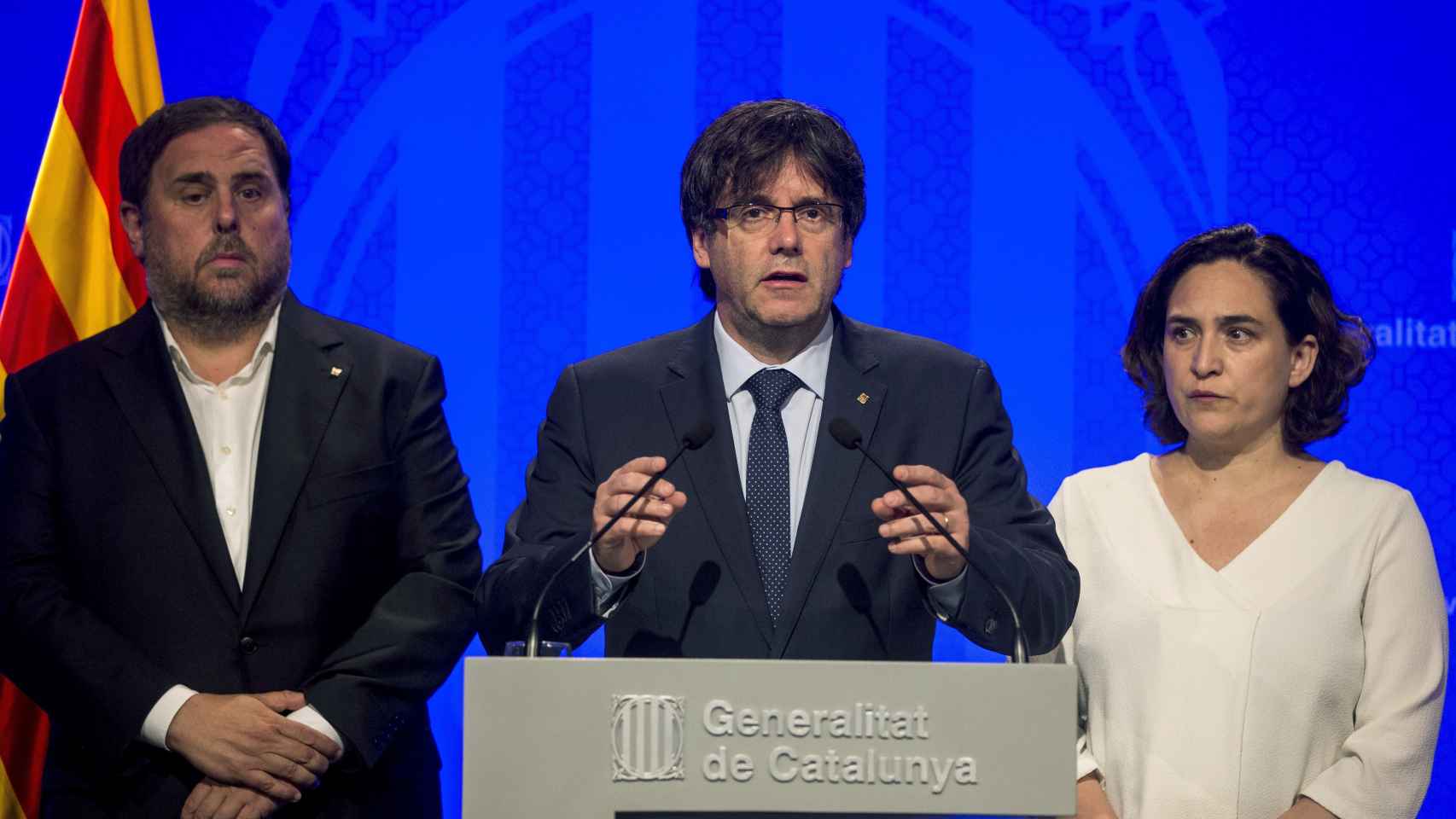 Junqueras, Puigdemont y Ada Colau han comparecido ante los medios de comunicación pasadas las nueve de la noche