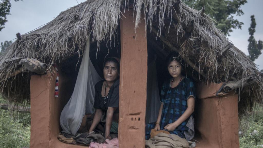 Choza donde las mujeres viven durante el 'chhaupadi'.