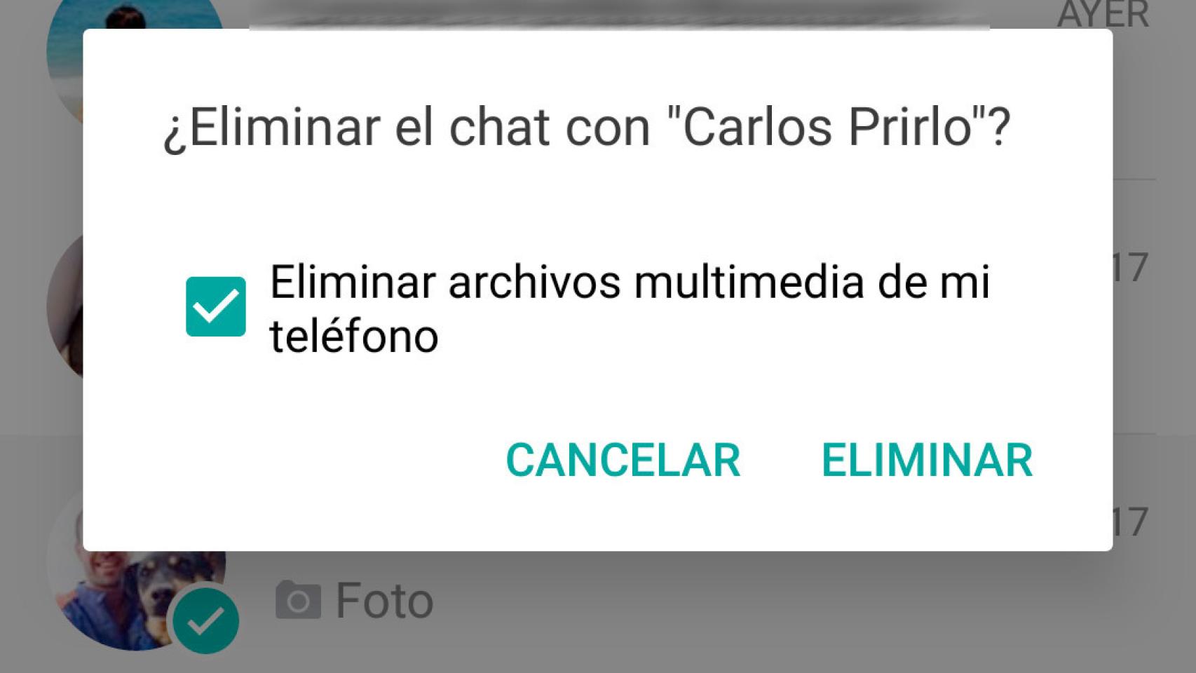 WhatsApp elimina las fotos y vídeos de un chat cuando lo borras de tu móvil