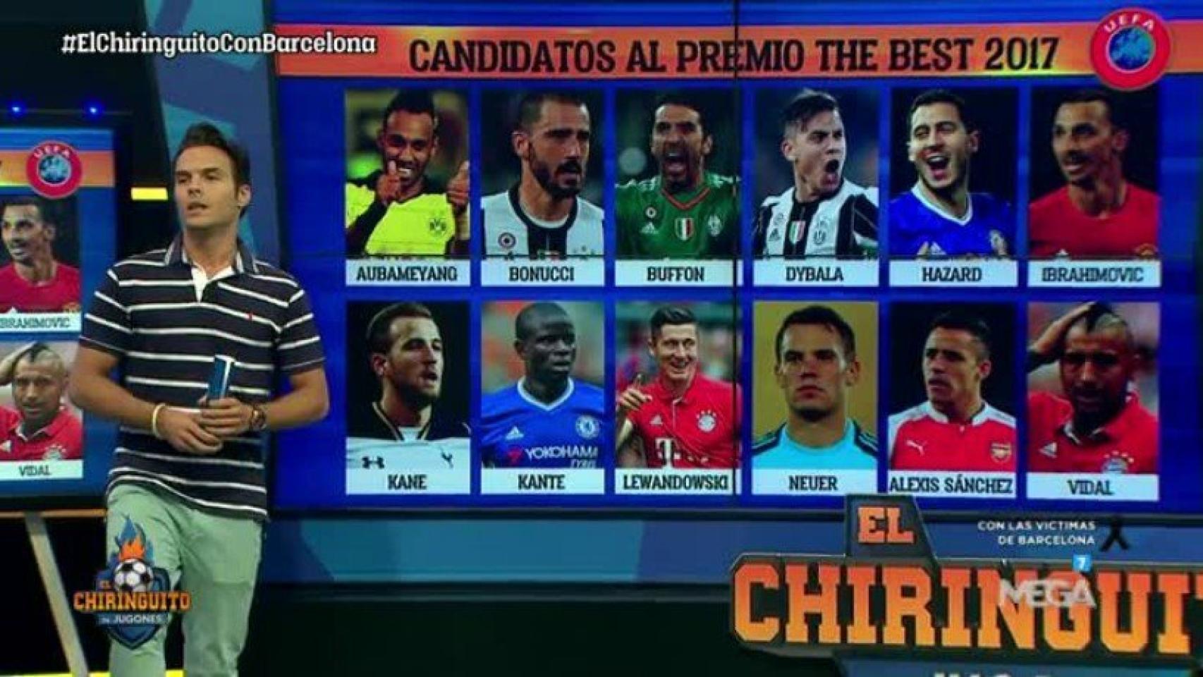 Los premios The Best en El Chiringuito. Foto Twitter (@elchiringuitotv)