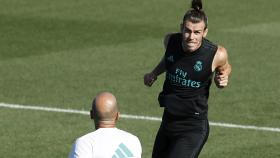 Zidane y Bale en el último entrenamiento del Real Madrid.