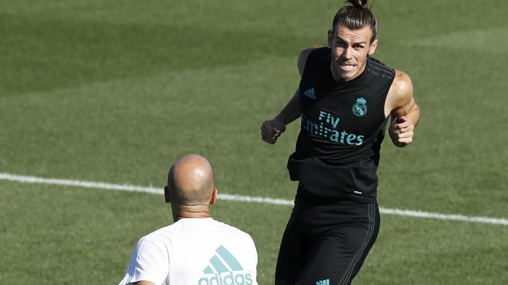 Zidane y Bale en el último entrenamiento del Real Madrid.