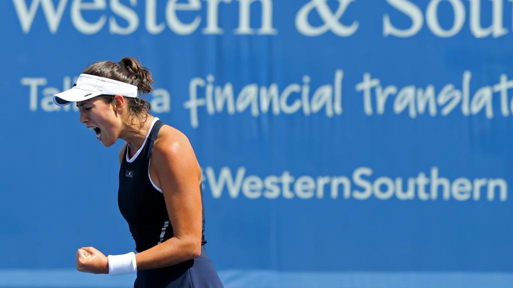 Muguruza, celebrando un punto en Cincinnati.