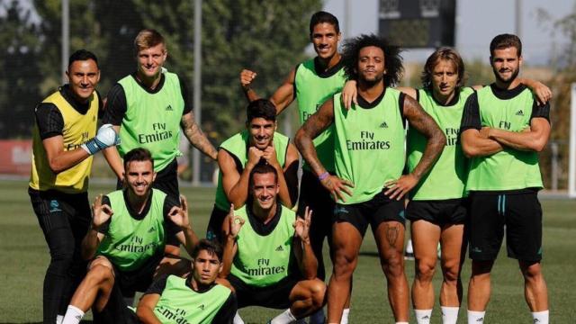 EL Madrid posa tras el último entreno