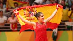 Carolina Marín, después de ganar el oro olímpico en los Juegos de Río.