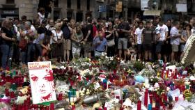 Homenaje en Las Ramblas a las víctimas de los atentados.