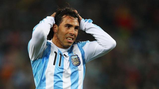 Carlos Tévez durante el Mundial de 2010.