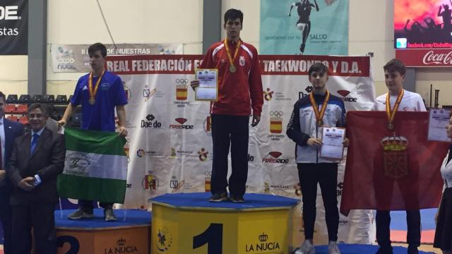 Pablo Rodríguez, en el podio del último campeonato de España.