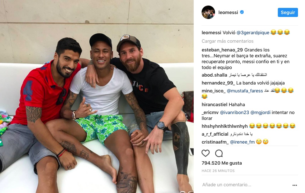 Messi trollea a los culés en Instagram a costa de Neymar y Piqué