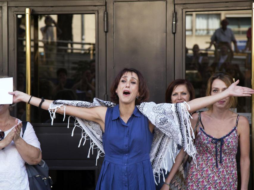 Juana Rivas a su salida de los Juzgados de Granada.