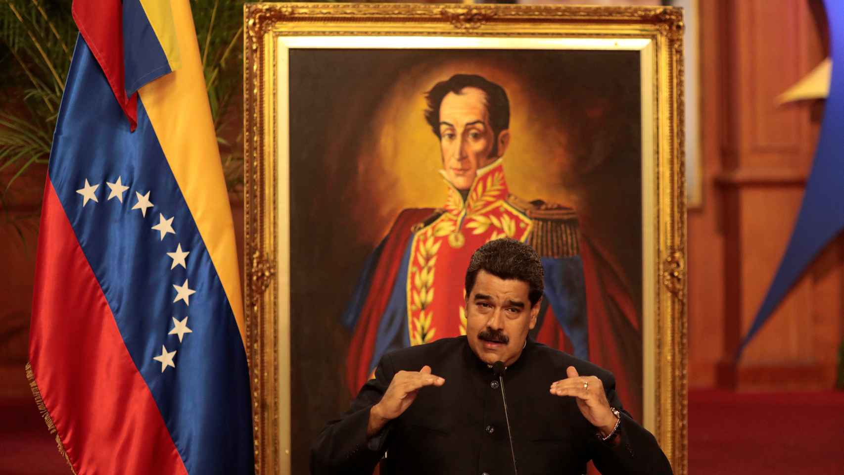 Maduro durante su comparecencia de prensa en el Palacio de Miraflores en Caracas.