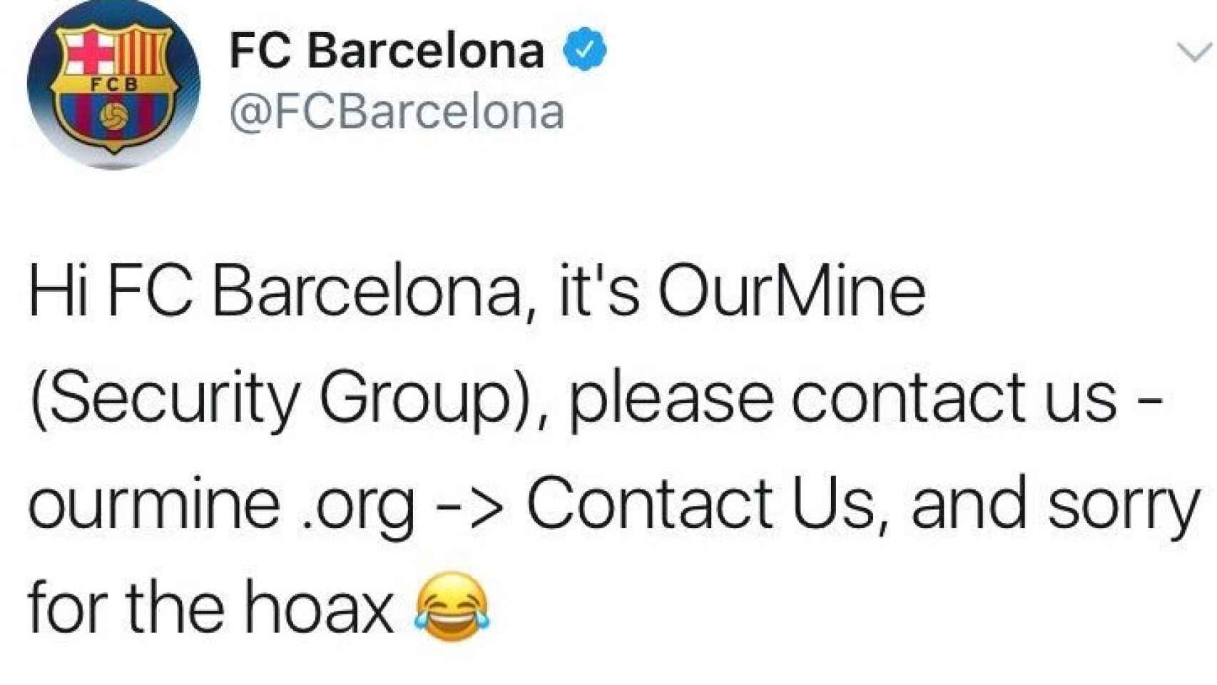 El Twitter del FC Barcelona, hackeado.