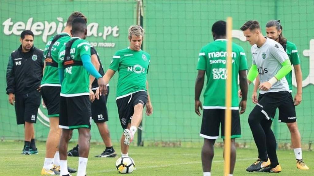 Coentrao entrenando con el Sporting Portugal. Foto:Twitter (@Sporting_CP)