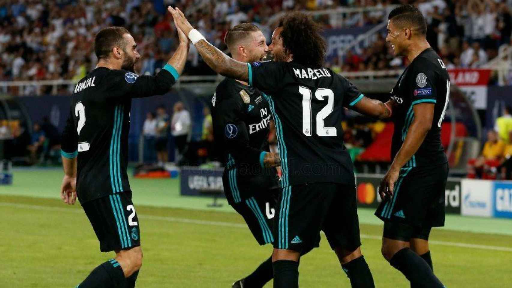 El Madrid, celebrando el gol de Casemiro