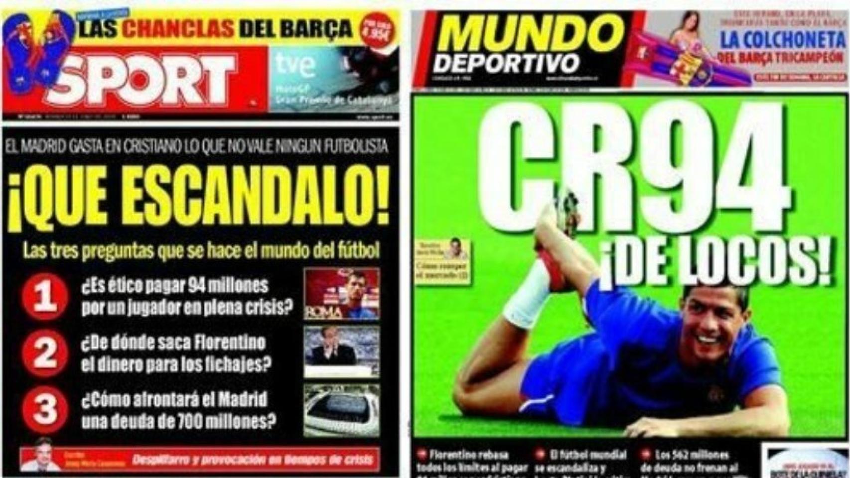 Las portadas de la prensa catalana sobre el fichaje de Cristiano