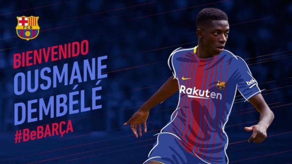 Dembélé ficha por el Barça. Foto Twitter (@FCBarcelona)