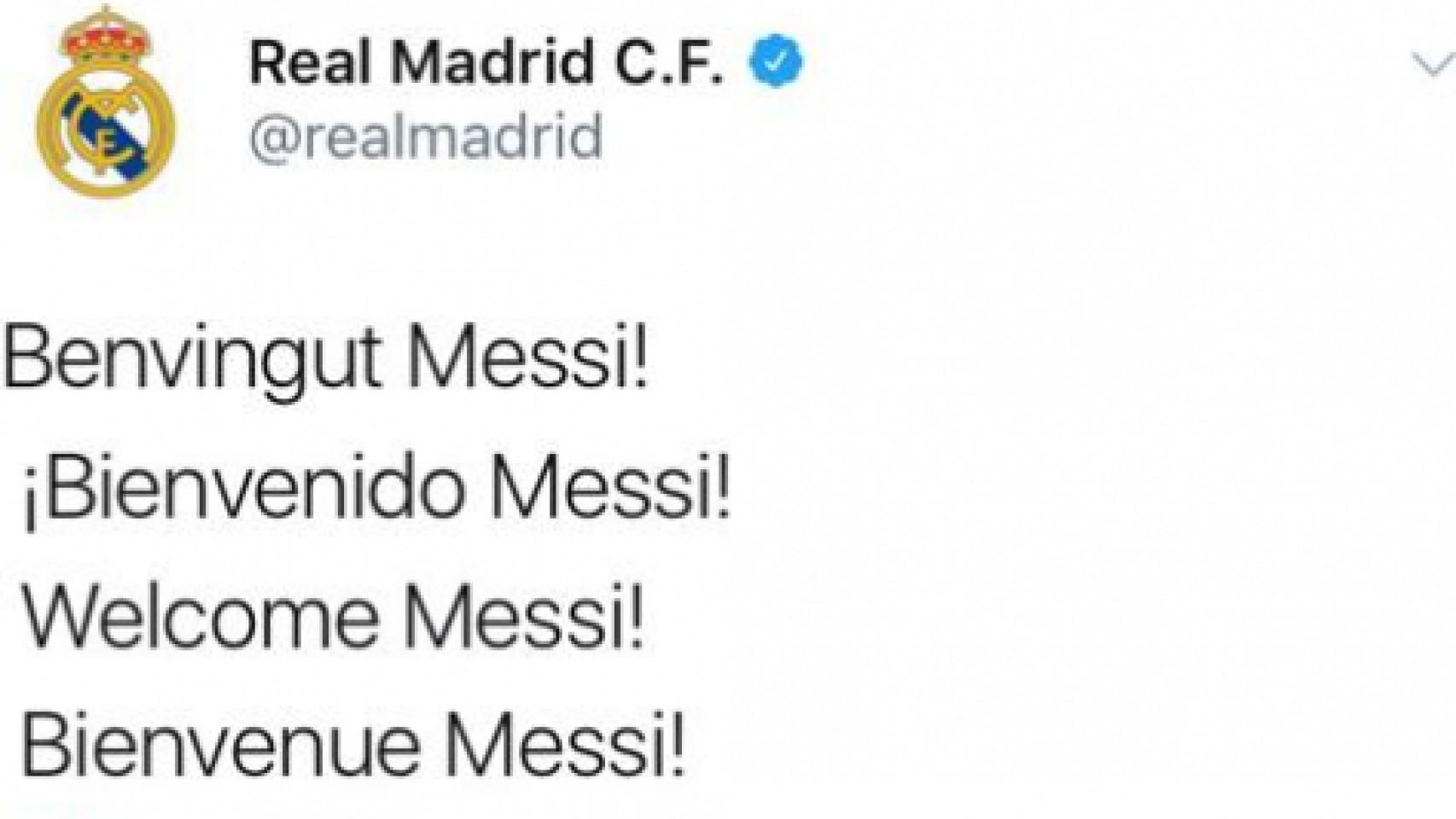 El Madrid anuncia el fichaje de Messi.