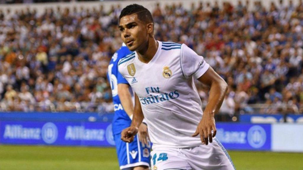 Casemiro celebra su gol ante el Dépor. Foto Twitter (@ChampionsLeague)