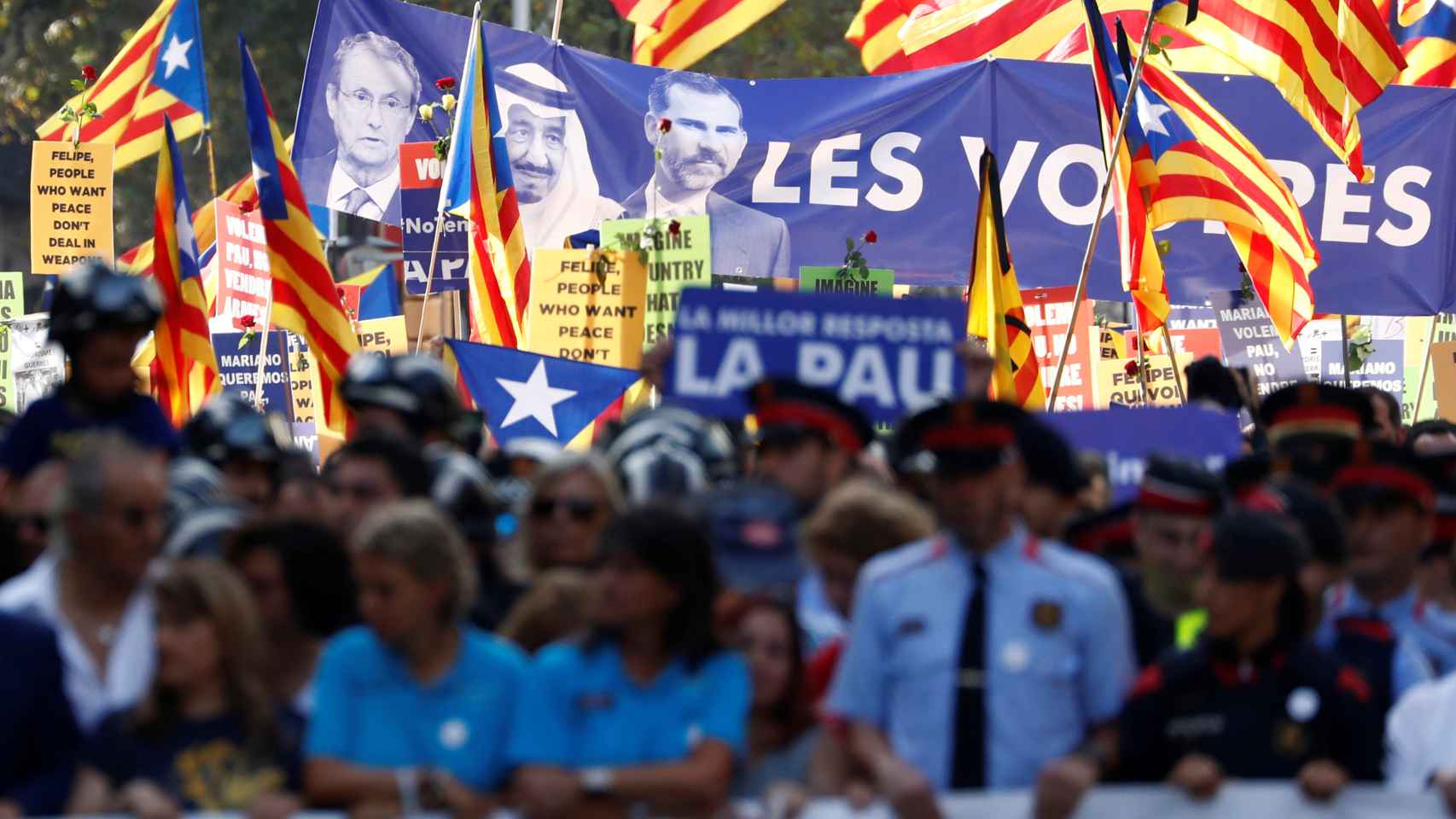Imagen de la manifestación en contra de los atentados de Cataluña.