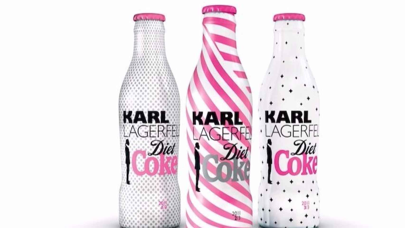 Las tres botellas que Karl Lagerfeld diseñó para Coca Cola. | Foto: Karl Lagerfeld.