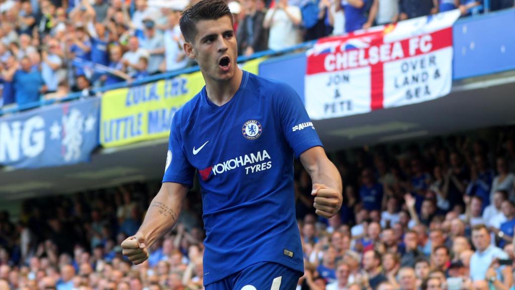 Morata celebra su gol contra el Everton.