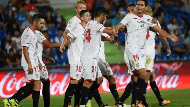 Ganso celebra su gol en el Coliseum Alfonso Pérez.