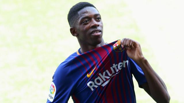 Dembélé, en su presentación con el Barcelona.