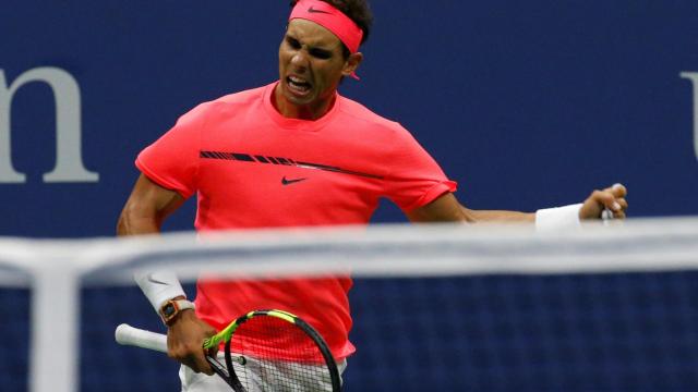 Nadal, celebrando un punto en el partido ante Lajovic.